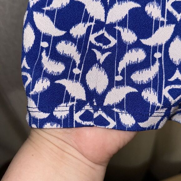 Charter Club 2X Cobalt Royal Blue White Pullover 6 Button Front Long Sleeve Top - Picture 9 of 16